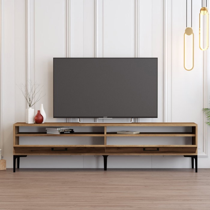 Hanah Home Istanbul 2 Mueble de TV, Nogal, 180cm Ancho x 35cm Alto x 47cm Profundo, 18mm Grosor